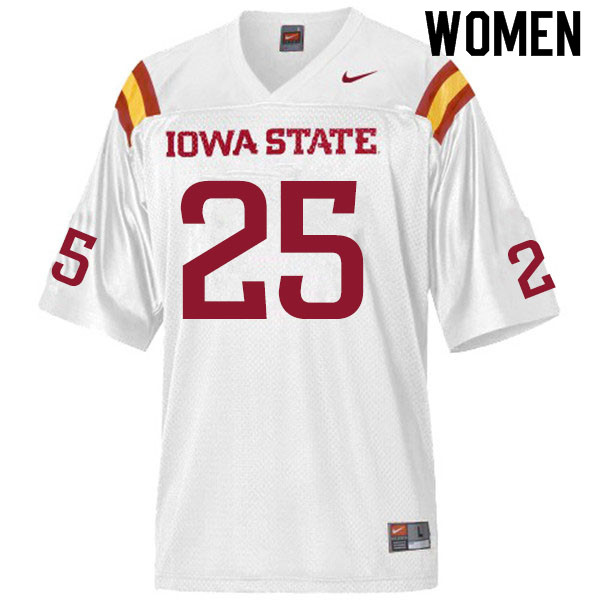 Women #25 T.J. Tampa Iowa State Cyclones College Football Jerseys Sale-White